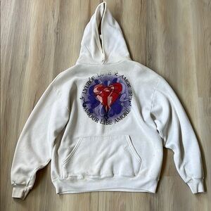 White Hoodie with Heart and Text Design